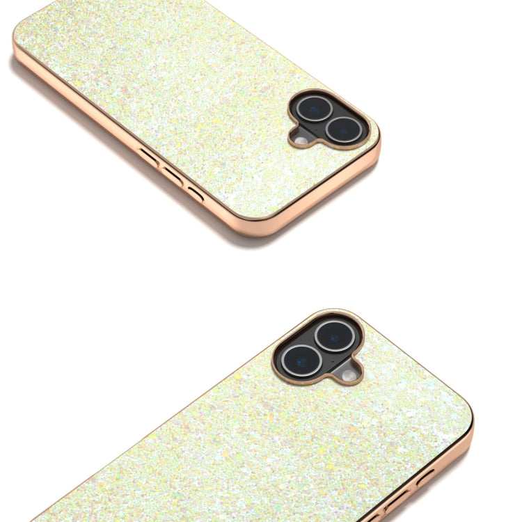 For iPhone 16 Plus Electroplating Frame Colorful Glitter Phone Case(Gold) - iPhone 16 Plus Cases by buy2fix | Online Shopping UK | buy2fix