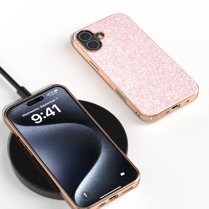 For iPhone 16 Electroplating Frame Colorful Glitter Phone Case(Pink) - iPhone 16 Cases by buy2fix | Online Shopping UK | buy2fix