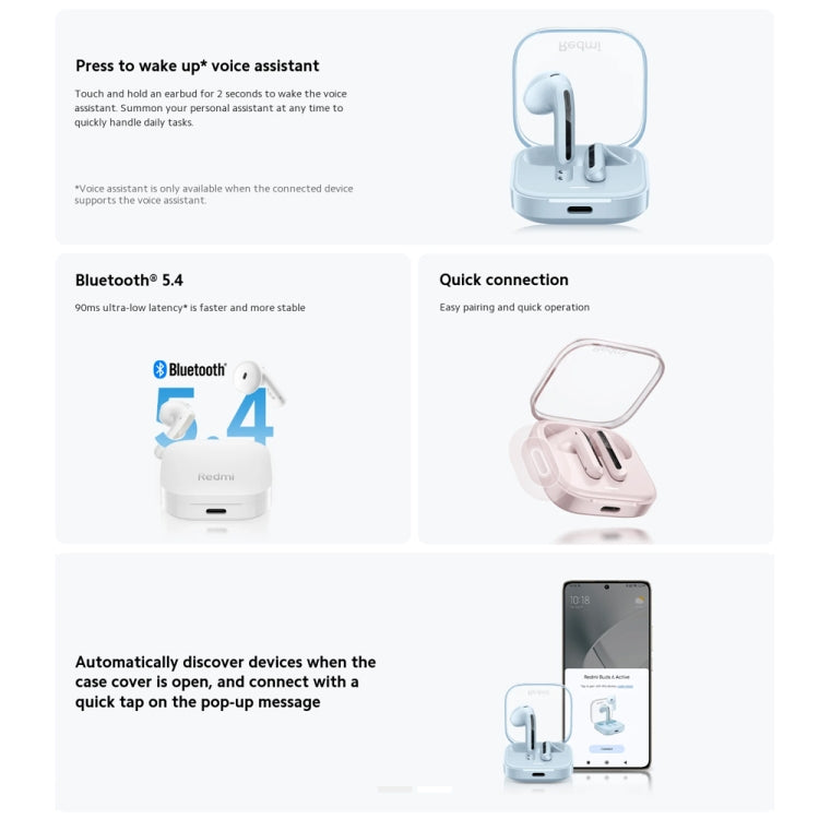 Original Xiaomi Redmi Buds 6 Active BT5.4 In-ear True Wireless Earbuds(White) - In Ear Wired Earphone by Xiaomi | Online Shopping UK | buy2fix