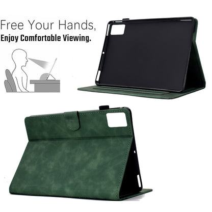 For Lenovo Tab M11 / Xiaoxin Pad 2024 Cats Embossed Leather Smart Tablet Case(Green) - Lenovo by buy2fix | Online Shopping UK | buy2fix