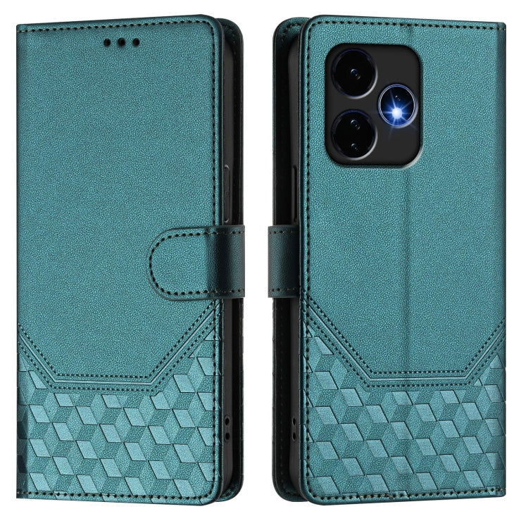 For Boost Mobile Celero 5G+ 2024 Honeycomb Embossing RFID Leather Phone Case(Peacock Green) - More Brand by buy2fix | Online Shopping UK | buy2fix