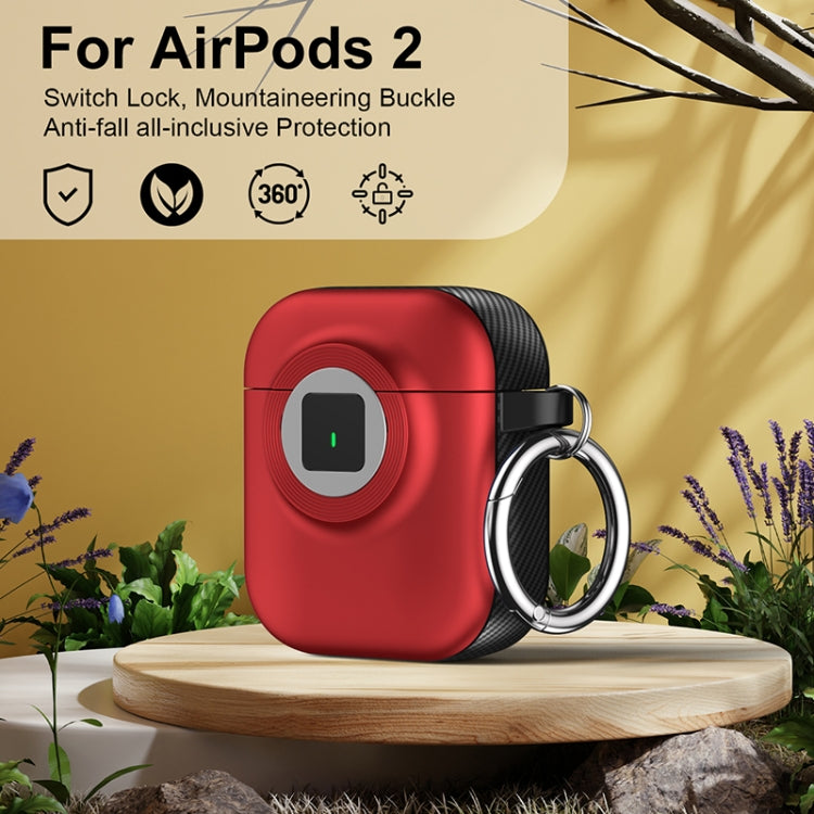 For AirPods 1 / 2 Camera Series PC + TPU Headset Shockproof Carbon Fibre Case(Red) - For AirPods 1/2 by buy2fix | Online Shopping UK | buy2fix