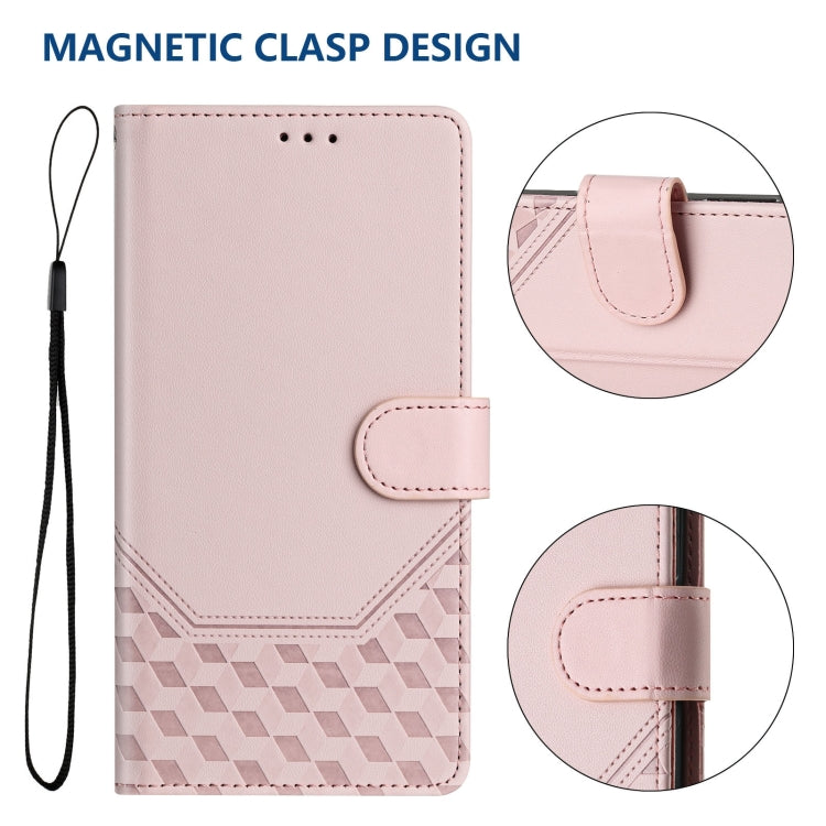 For Samsung Galaxy S25 Ultra 5G Honeycomb Embossing RFID Leather Phone Case(Pink) - Galaxy S25 Ultra 5G Cases by buy2fix | Online Shopping UK | buy2fix