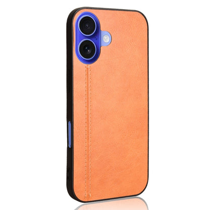 For iPhone 16 Plus Cow Pattern Sewing Back Cover Phone Case(Orange) - iPhone 16 Plus Cases by buy2fix | Online Shopping UK | buy2fix