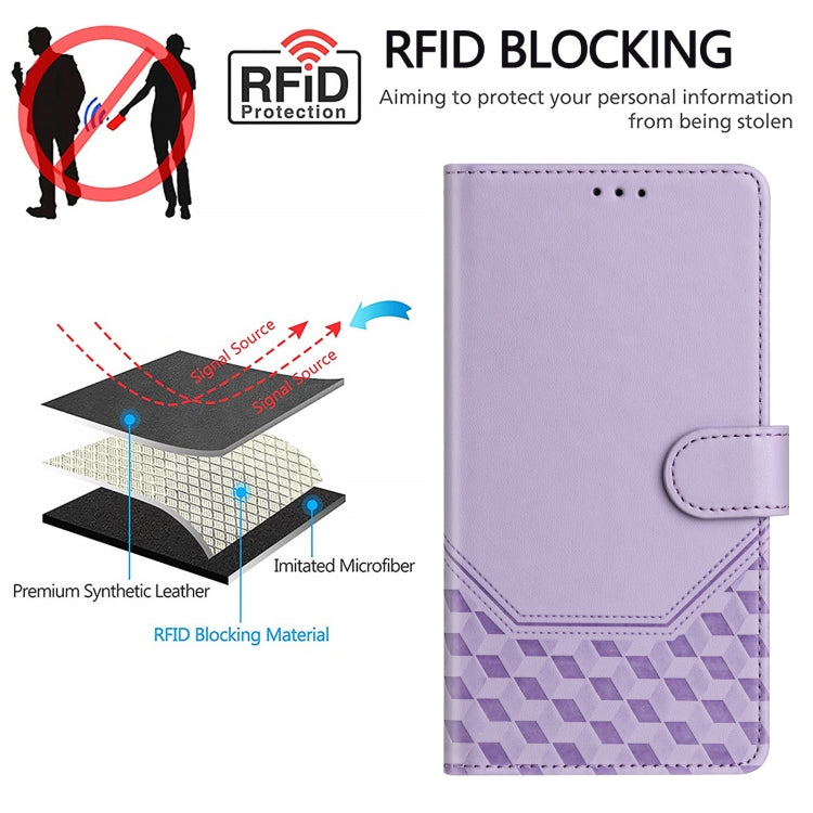 For Redmi K70 Ultra 5G Honeycomb Embossing RFID Leather Phone Case(Light Purple) - Xiaomi Cases by buy2fix | Online Shopping UK | buy2fix