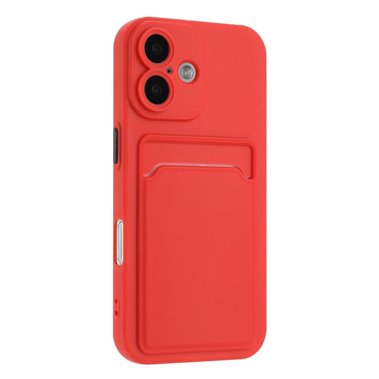 For iPhone 16 Plus Skin Feel Card Contrast Color Button TPU Phone Case(Red) - iPhone 16 Plus Cases by buy2fix | Online Shopping UK | buy2fix