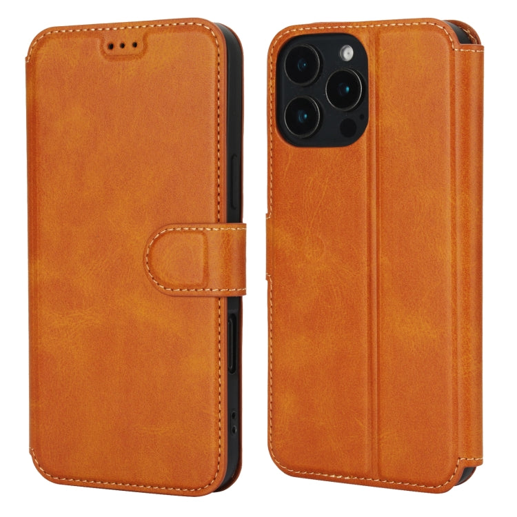 For iPhone 16 Pro Max Shockproof PU + TPU Leather Phone Case(Light Brown) - iPhone 16 Pro Max Cases by buy2fix | Online Shopping UK | buy2fix