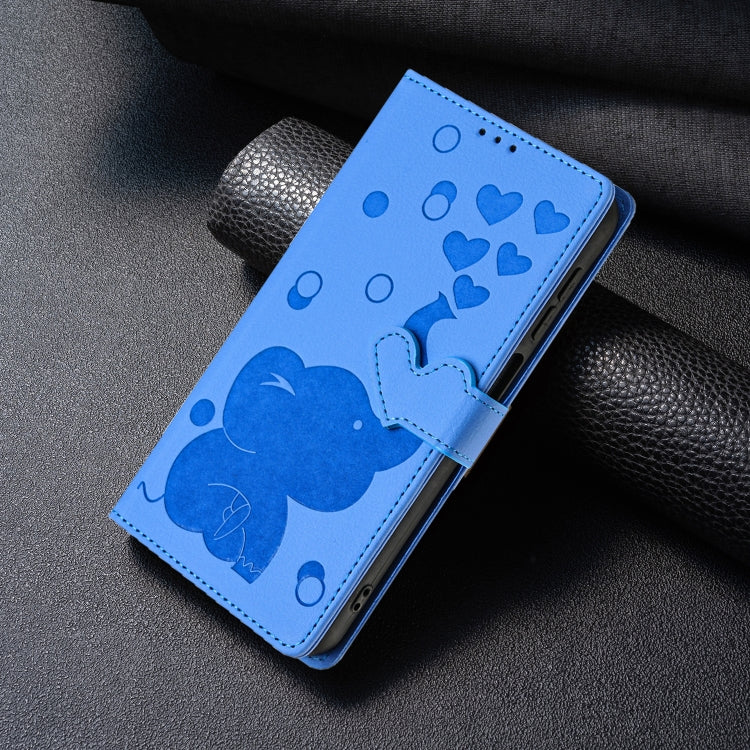 For Samsung Galaxy S25 Ultra 5G Cartoon Elephant Embossed Leather Phone Case(Blue) - Galaxy S25 Ultra 5G Cases by buy2fix | Online Shopping UK | buy2fix