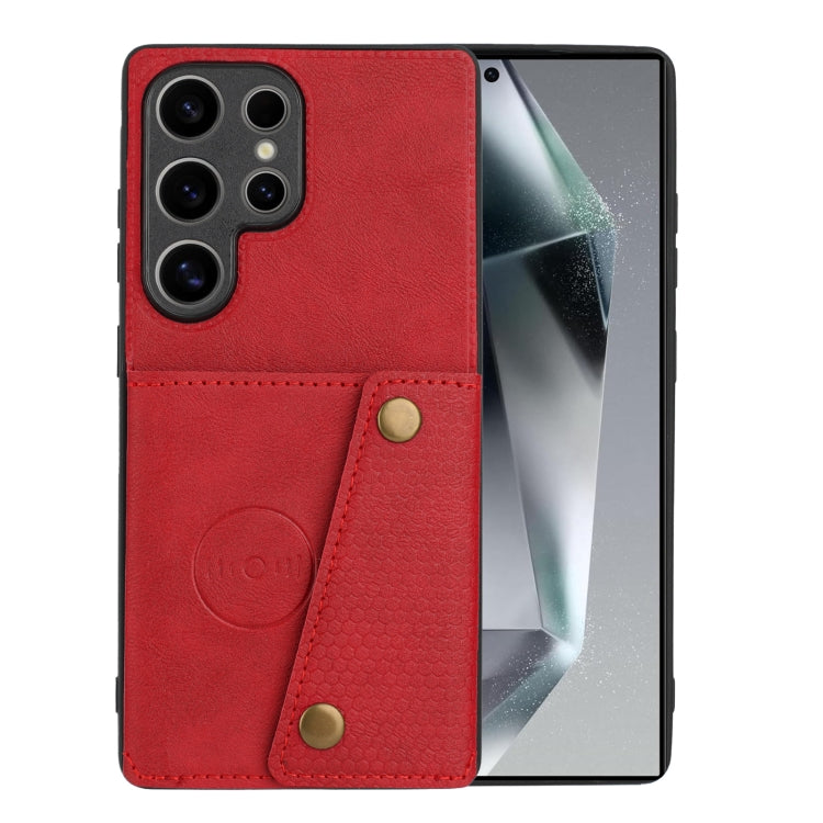 For Samsung Galaxy S25 Ultra 5G Double Buckle Card Slots Magnetic Phone Case(Red) - Galaxy S25 Ultra 5G Cases by buy2fix | Online Shopping UK | buy2fix