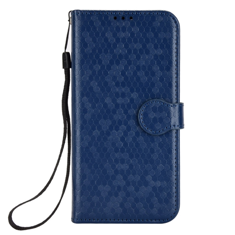 For iPhone 16 Plus Honeycomb Dot Texture Leather Phone Case(Blue) - iPhone 16 Plus Cases by buy2fix | Online Shopping UK | buy2fix