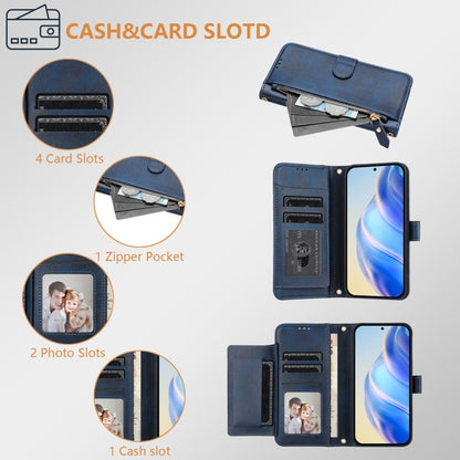 For iPhone 16 Pro Max Multi-Card Slots Zipper Wallet Leather Phone Case(Blue) - iPhone 16 Pro Max Cases by buy2fix | Online Shopping UK | buy2fix