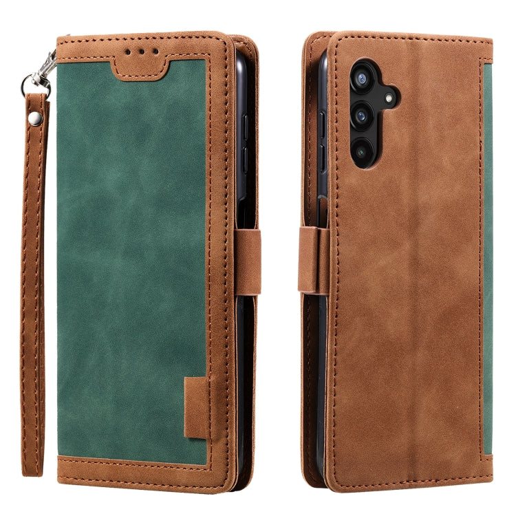 For Samsung Galaxy S25 5G Retro Splicing Horizontal Flip Leather Phone Case(Green) - Galaxy S25 5G Cases by buy2fix | Online Shopping UK | buy2fix