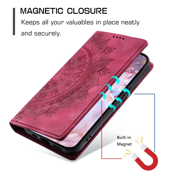 For Samsung Galaxy S25 5G Totem Embossed Magnetic Leather Phone Case(Red) - Galaxy S25 5G Cases by buy2fix | Online Shopping UK | buy2fix