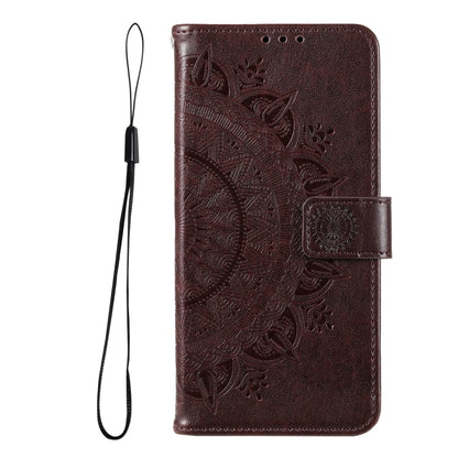 For Samsung Galaxy S25 5G Totem Flower Embossed Leather Phone Case(Brown) - Galaxy S25 5G Cases by buy2fix | Online Shopping UK | buy2fix