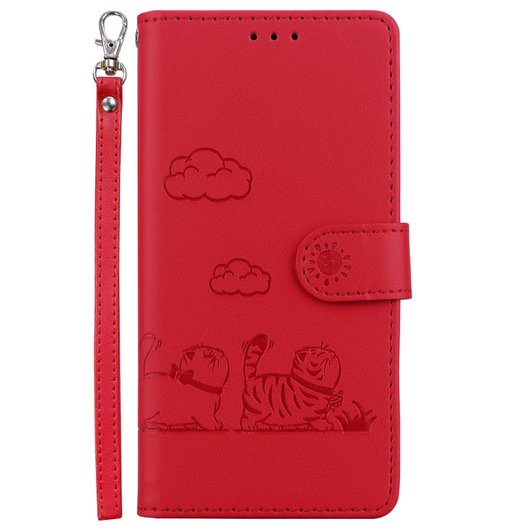 For Redmi K70 / K70 Pro Cute Cats RFID Leather Phone Case(Red) - K70 Cases by buy2fix | Online Shopping UK | buy2fix