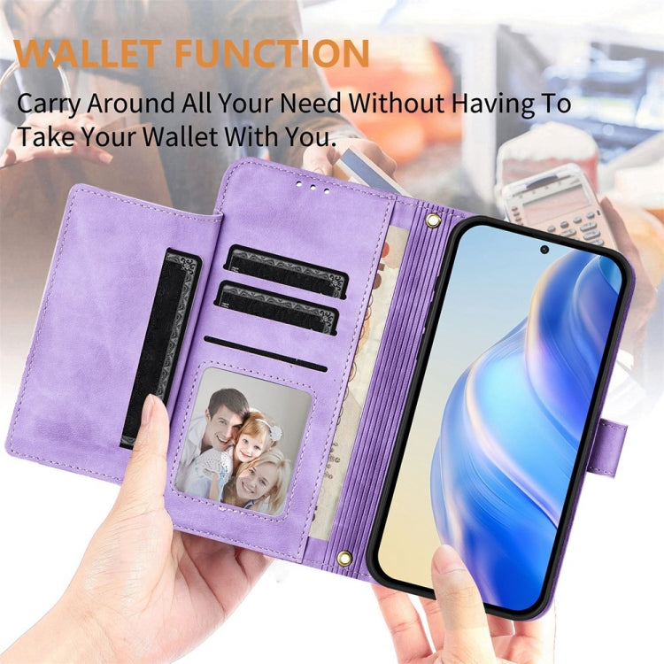 For Samsung Galaxy S25 5G Multi-Card Slots Zipper Wallet Leather Phone Case(Purple) - Galaxy S25 5G Cases by buy2fix | Online Shopping UK | buy2fix