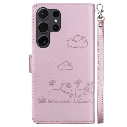 For Samsung Galaxy S25 Ultra 5G Cute Cats RFID Leather Phone Case(Rose Gold) - Galaxy S25 Ultra 5G Cases by buy2fix | Online Shopping UK | buy2fix