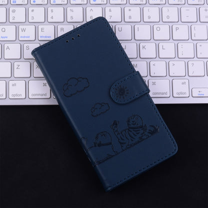 For Samsung Galaxy S25 5G Cute Cats RFID Leather Phone Case(Blue) - Galaxy S25 5G Cases by buy2fix | Online Shopping UK | buy2fix