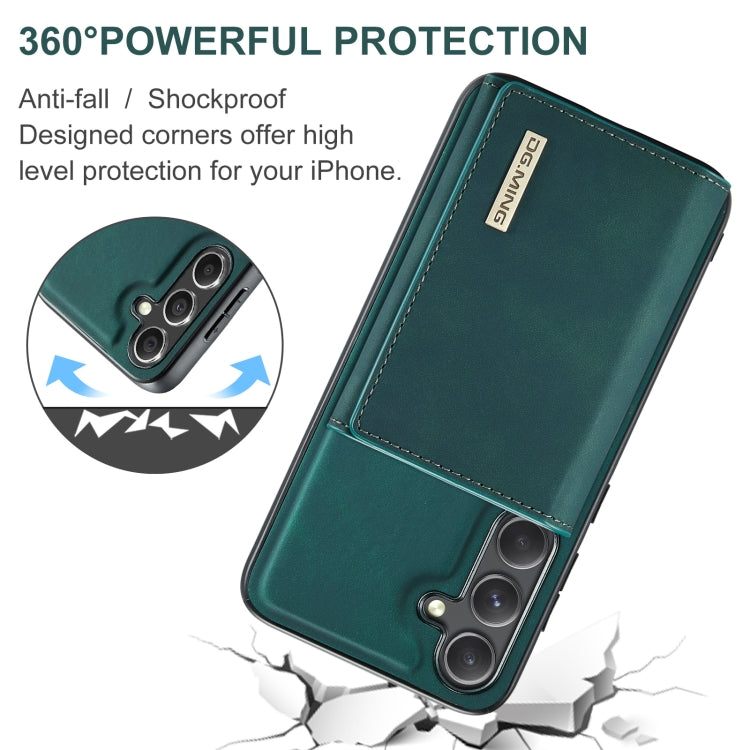 For Samsung Galaxy S24 FE 5G DG.MING M1 Series 3-Fold Multi Card Wallet + Magnetic Phone Case(Green) - Galaxy S24 FE 5G Cases by DG.MING | Online Shopping UK | buy2fix