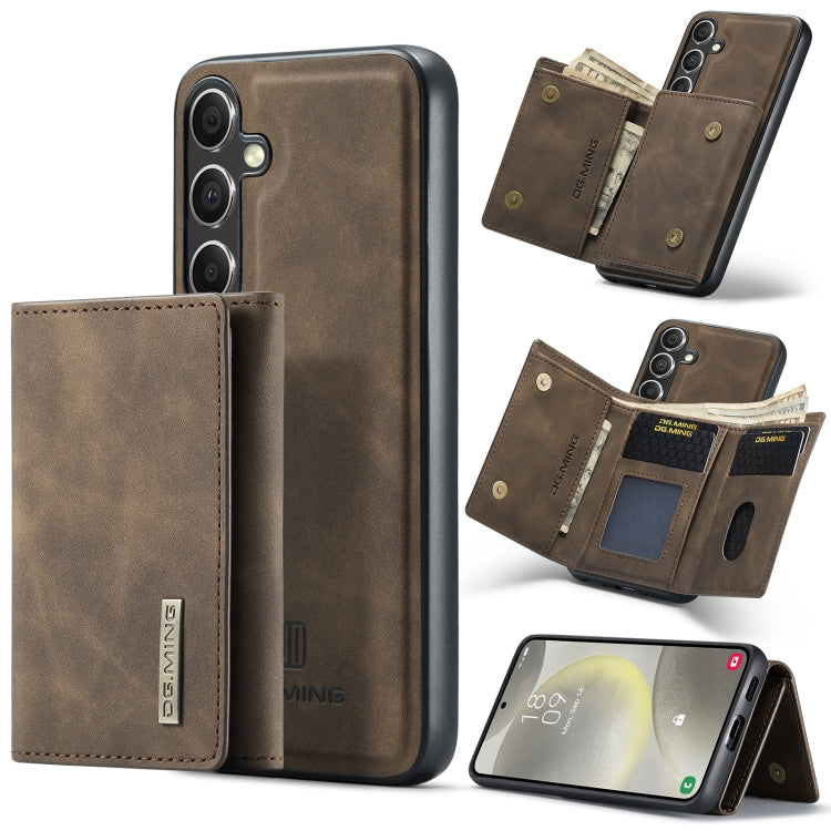 For Samsung Galaxy S24 FE 5G DG.MING M1 Series 3-Fold Multi Card Wallet + Magnetic Phone Case(Coffee) - Galaxy S24 FE 5G Cases by DG.MING | Online Shopping UK | buy2fix