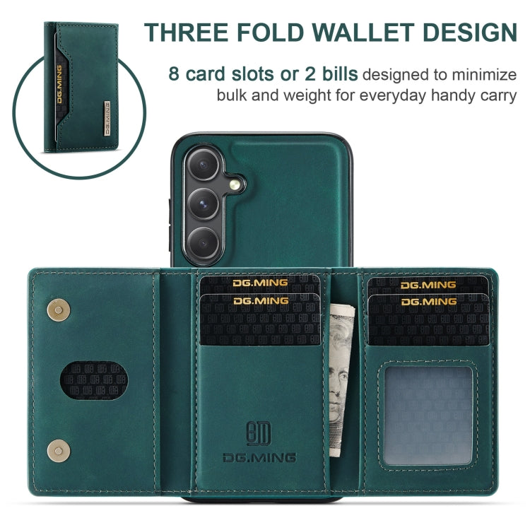 For Samsung Galaxy S24 FE 5G DG.MING M2 Series 3-Fold Multi Card Bag + Magnetic Phone Case(Green) - Galaxy S24 FE 5G Cases by DG.MING | Online Shopping UK | buy2fix