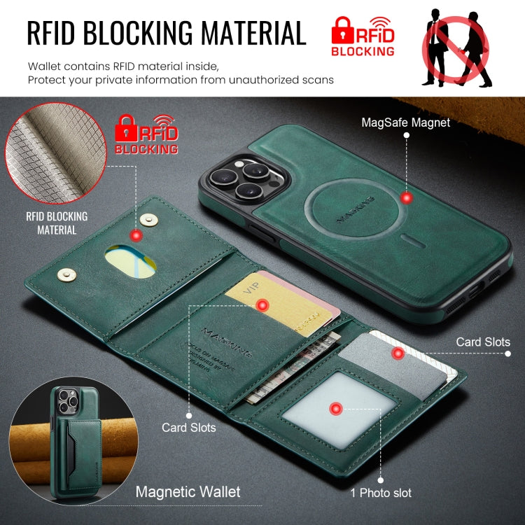 For iPhone 12 Pro Max DG.MING MAGKING-K2 Series MagSafe RFID Card Bag Detachable Phone Case(Green) - iPhone 12 Pro Max Cases by DG.MING | Online Shopping UK | buy2fix