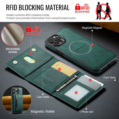 For iPhone 12 Pro Max DG.MING MAGKING-K2 Series MagSafe RFID Card Bag Detachable Phone Case(Green) - iPhone 12 Pro Max Cases by DG.MING | Online Shopping UK | buy2fix