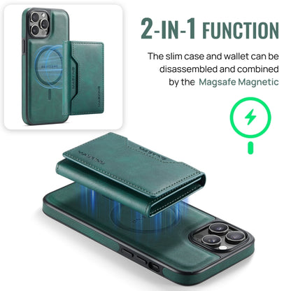 For iPhone 12 Pro Max DG.MING MAGKING-K2 Series MagSafe RFID Card Bag Detachable Phone Case(Green) - iPhone 12 Pro Max Cases by DG.MING | Online Shopping UK | buy2fix