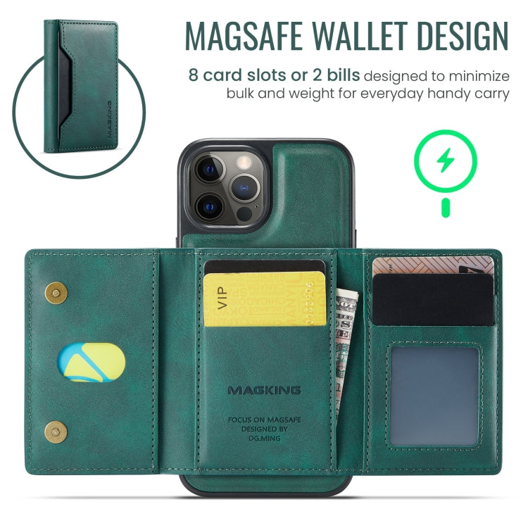 For iPhone 12 Pro Max DG.MING MAGKING-K2 Series MagSafe RFID Card Bag Detachable Phone Case(Green) - iPhone 12 Pro Max Cases by DG.MING | Online Shopping UK | buy2fix