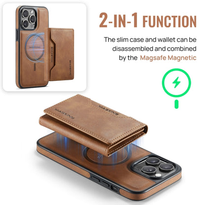 For iPhone 13 Pro Max DG.MING MAGKING-K2 Series MagSafe RFID Card Bag Detachable Phone Case(Brown) - iPhone 13 Pro Max Cases by DG.MING | Online Shopping UK | buy2fix