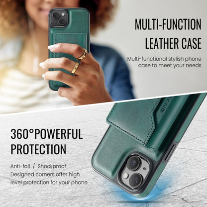 For iPhone 14 Plus DG.MING MAGKING-K2 Series MagSafe RFID Card Bag Detachable Phone Case(Green) - iPhone 14 Plus Cases by DG.MING | Online Shopping UK | buy2fix