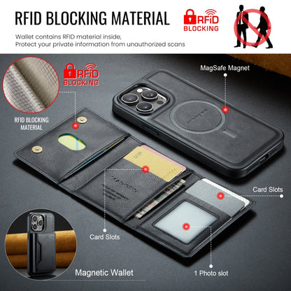 For iPhone 14 Pro DG.MING MAGKING-K2 Series MagSafe RFID Card Bag Detachable Phone Case(Black) - iPhone 14 Pro Cases by DG.MING | Online Shopping UK | buy2fix