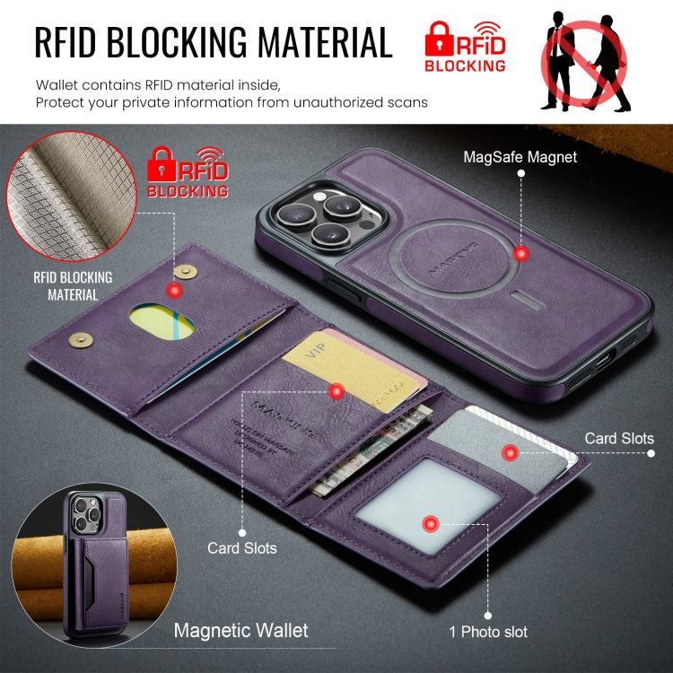 For iPhone 14 Pro Max DG.MING MAGKING-K2 Series MagSafe RFID Card Bag Detachable Phone Case(Purple) - iPhone 14 Pro Max Cases by DG.MING | Online Shopping UK | buy2fix