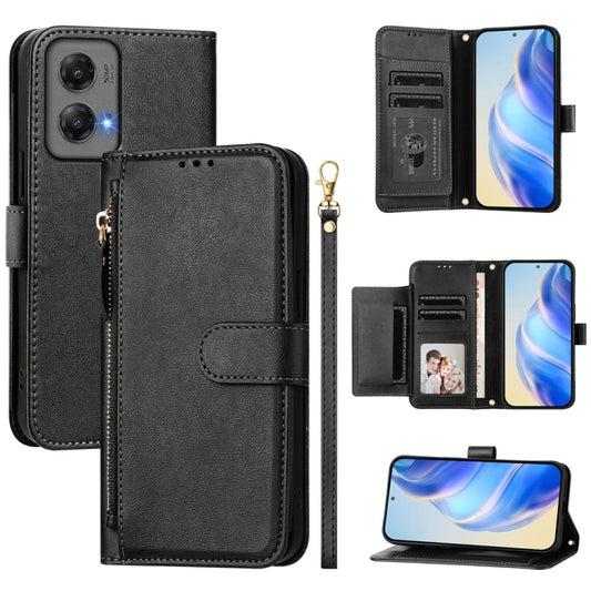 For Motorola Moto G Stylus 5G 2024 Multi-Card Slots Zipper Wallet Leather Phone Case(Black) - Motorola Cases by buy2fix | Online Shopping UK | buy2fix