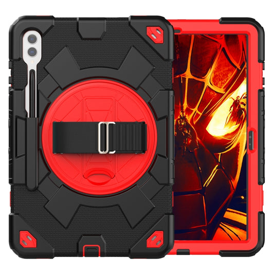 For Samsung Galaxy Tab S10+ / S9+ / S9 FE+ Spider Hand Grip Turntable Stand Tablet Case(Black Red) - Galaxy Tab S9+ Cases by buy2fix | Online Shopping UK | buy2fix