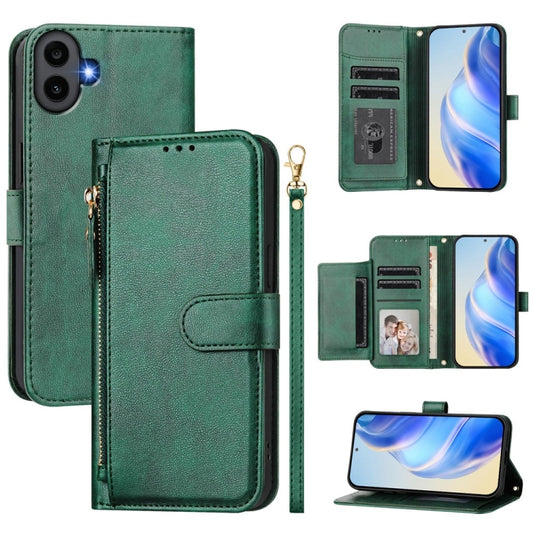 For Nothing CMF Phone 1 Multi-Card Slots Zipper Wallet Leather Phone Case(Green) - More Brand by buy2fix | Online Shopping UK | buy2fix