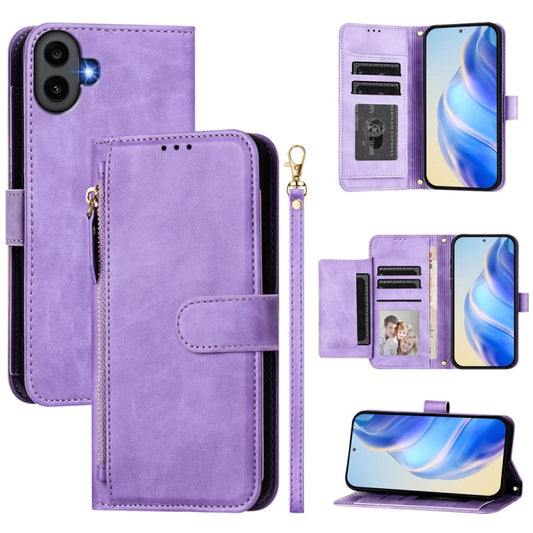 For Nothing CMF Phone 1 Multi-Card Slots Zipper Wallet Leather Phone Case(Purple) - More Brand by buy2fix | Online Shopping UK | buy2fix