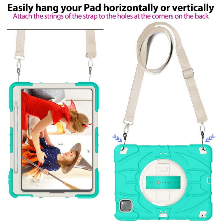 For iPad Pro 11 2022 / Air 10.9 2022 Bat Hand Grip Turntable Stand Tablet Case(Mint Green White) - iPad Pro 11 (2022/2021) Cases by buy2fix | Online Shopping UK | buy2fix