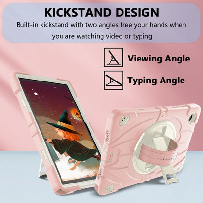 For Samsung Galaxy Tab A8 Bat Hand Grip Turntable Stand Tablet Case(Pink White) - Other Galaxy Tab PC by buy2fix | Online Shopping UK | buy2fix