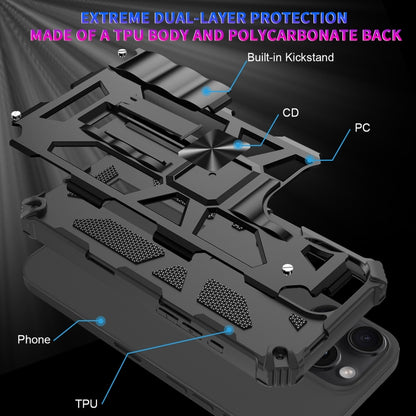 For iPhone 16 Pro Max Armor Shockproof TPU Hybrid PC Magnetic Phone Case with Holder(Silver) - iPhone 16 Pro Max Cases by buy2fix | Online Shopping UK | buy2fix