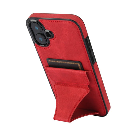 For iPhone 16 Ultra-thin Shockproof Phone Protective Case with Holder(Red) - iPhone 16 Cases by buy2fix | Online Shopping UK | buy2fix