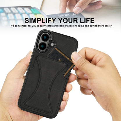 For iPhone 16 Ultra-thin Shockproof Phone Protective Case with Holder(Black) - iPhone 16 Cases by buy2fix | Online Shopping UK | buy2fix