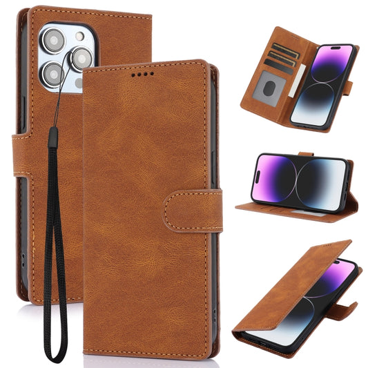 For iPhone 16 Pro Fantasy Skin-feel Calfskin Texture Leather Phone Case(Brown) - iPhone 16 Pro Cases by buy2fix | Online Shopping UK | buy2fix