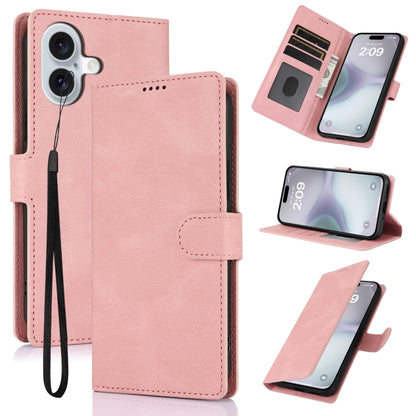 For iPhone 16 Plus Fantasy Skin-feel Calfskin Texture Leather Phone Case(Pink) - iPhone 16 Plus Cases by buy2fix | Online Shopping UK | buy2fix