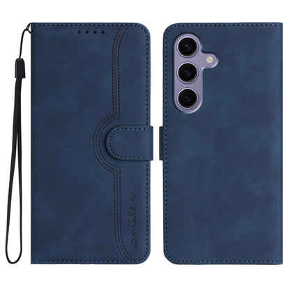 For Samsung Galaxy S25 5G Heart Pattern Skin Feel Leather Phone Case(Royal Blue) - Galaxy S25 5G Cases by buy2fix | Online Shopping UK | buy2fix