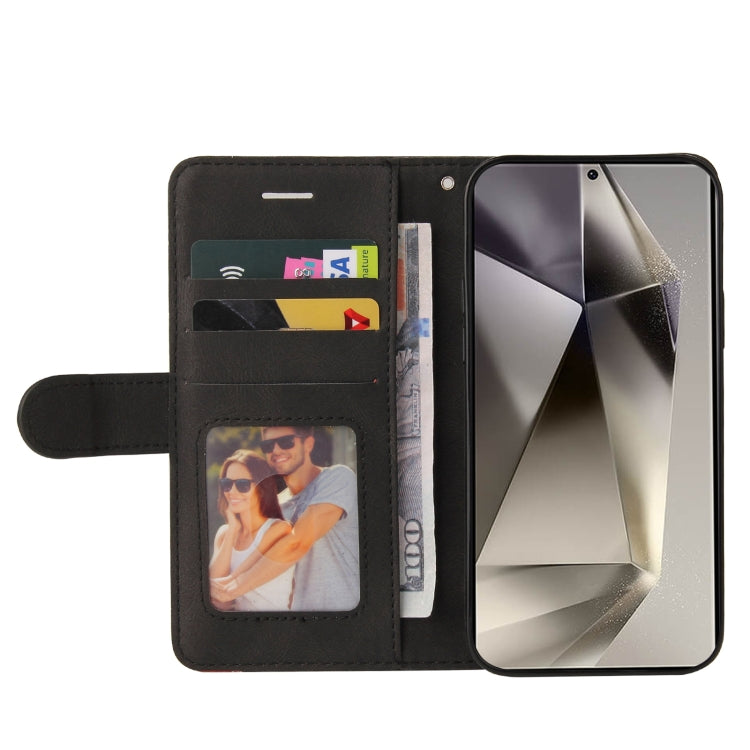 For Samsung Galaxy S25 Ultra 5G Dual-color Splicing Flip Leather Phone Case(Black) - Galaxy S25 Ultra 5G Cases by buy2fix | Online Shopping UK | buy2fix