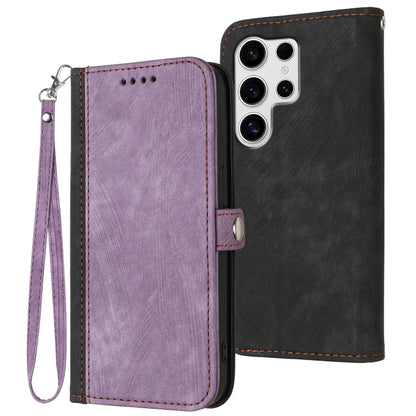 For Samsung Galaxy S25 Ultra 5G Side Buckle Double Fold Hand Strap Leather Phone Case(Purple) - Galaxy S25 Ultra 5G Cases by buy2fix | Online Shopping UK | buy2fix