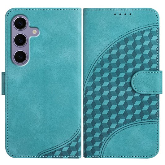 For Samsung Galaxy S25 5G YX0060 Elephant Head Embossed Phone Leather Case with Lanyard(Light Blue) - Galaxy S25 5G Cases by buy2fix | Online Shopping UK | buy2fix