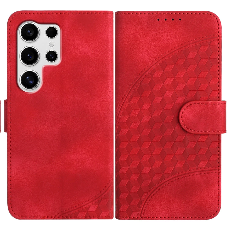 For Samsung Galaxy S25 Ultra 5G YX0060 Elephant Head Embossed Phone Leather Case with Lanyard(Red) - Galaxy S25 Ultra 5G Cases by buy2fix | Online Shopping UK | buy2fix