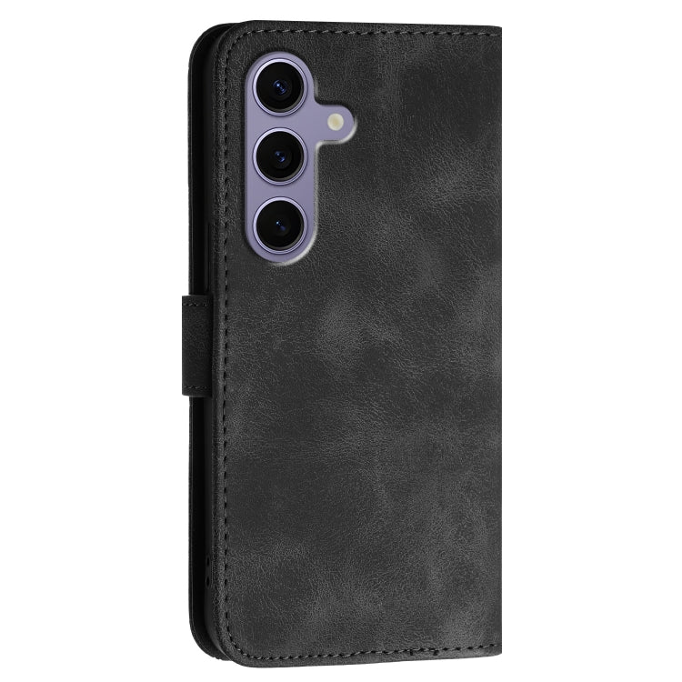 For Samsung Galaxy S25 5G YX0080 Grid Butterfly Embossed Pattern Flip Leather Phone Case with Lanyard(Black) - Galaxy S25 5G Cases by buy2fix | Online Shopping UK | buy2fix